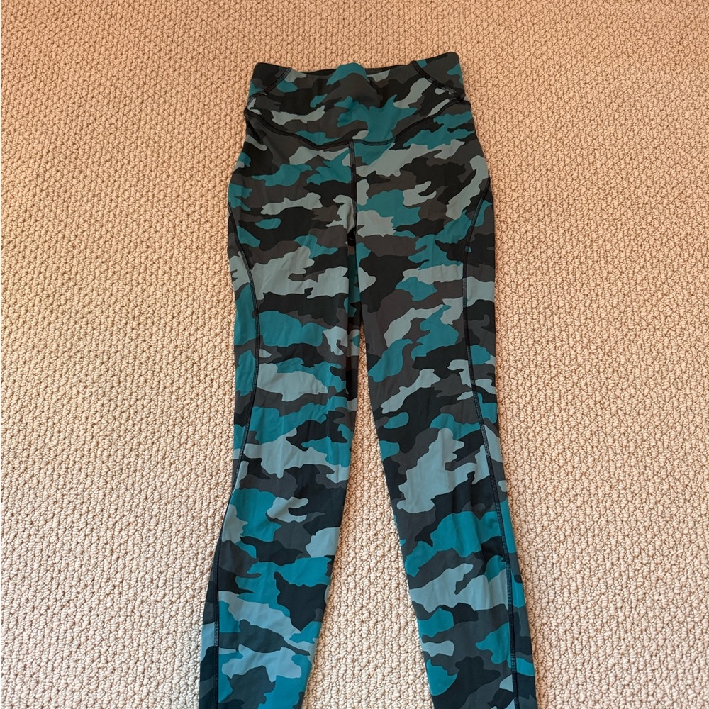 Lululemon Athletica Camo Leggings - Teal and Black